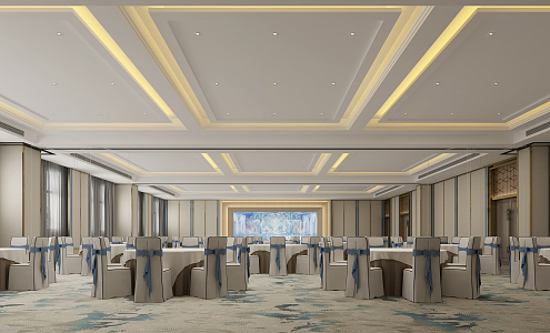 Modern banquet hall multi-function hall 3d model