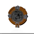 Round Industrial Mechanical Component With Orange Metallic Ring And Dark Panel