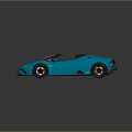 Blue Convertible Sports Car With Yellow Seats Black Wheels And Modern Sporty Design