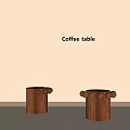 Stylish Modern Wooden Coffee Table Cylindrical Shape With Decorative Knob Base 3d model