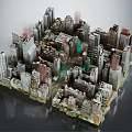 Urban Buildings Model Showcasing Detailed Cityscape With High Rise Structures And Intricate Layout