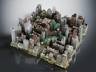 Urban Buildings Model Showcasing Detailed Cityscape With High Rise Structures And Intricate Layout 3d model