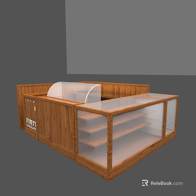 Modern Wooden Display Cabinet With Transparent Glass Cover And Multiple Shelves 3d model 