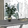Modern Interior Decor With Inflatable Plant In Glass Vase On White Table