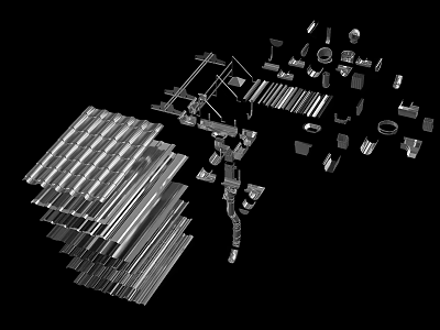 Industrial Metal Structural Components Collection With Frames Sheets Bars And Small Parts 3d model