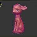 Cute Brown Deer Figurine With Green Leaf Decoration And Red Collar Bell On Dark Background