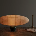 Quiet ancient retro silkworm cocoon oval paper table lamp 3d model