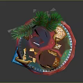 Festive Holiday Food Platter With Mulled Wine Cinnamon Stick Cookies And Pine Decorations