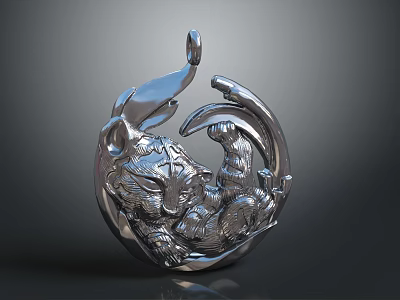 Silver Carved Design Pendant With Decorative Elements For Fashion Accessories 3d model