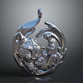 Silver Carved Design Pendant With Decorative Elements For Fashion Accessories