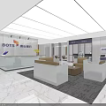 Modern Bank Service Hall Interior With Reception Desk Sofa Seating And Marble Floor