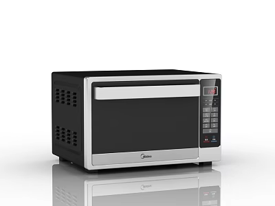 Midea Black and Silver Microwave Oven with Digital Control Panel Modern Kitchen Appliance 3d model