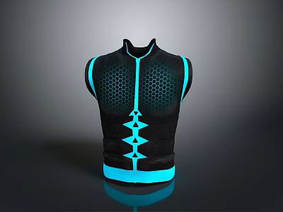 Modern Black and Turquoise Activewear Vest with Honeycomb Pattern and Geometric Decor Design 3d model