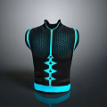 Modern Black and Turquoise Activewear Vest with Honeycomb Pattern and Geometric Decor Design
