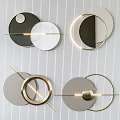 Modern Elegant Circular Wall Decor with Metal Frames and Marble Accents 3d model