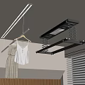 Modern Indoor Ceiling Mounted Clothes Drying Rack With Spring System And Hanging Garments 3d model