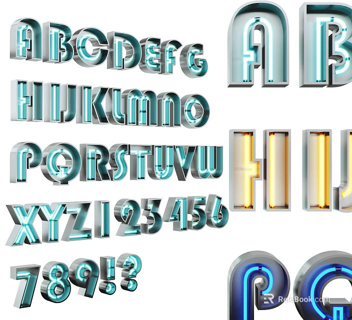 Illuminated Decorative LED Lights With Alphabet Letters And Numbers 3d model 