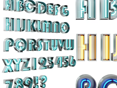 Illuminated Decorative LED Lights With Alphabet Letters And Numbers 3d model