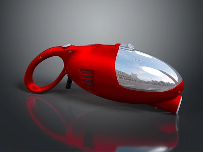 Red Unique Design Computer Vacuum Cleaner With Transparent Cover And Ergonomic Handle 3d model