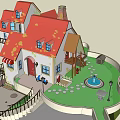 Charming Detached Villa With Red Roof White Exterior Balcony and Garden Area