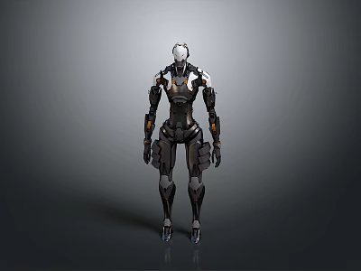 Futuristic Robot Character With Detailed Metallic Armor And Sci Fi Mechanical Design Standing 3d model