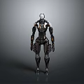Futuristic Robot Character With Detailed Metallic Armor And Sci Fi Mechanical Design Standing