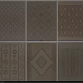 Six Square Rugs With Various Geometric Patterns In Neutral Beige Tones 3d model