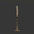 Golden Candelabra With Three Lit Candles And Spiral Decorative Base