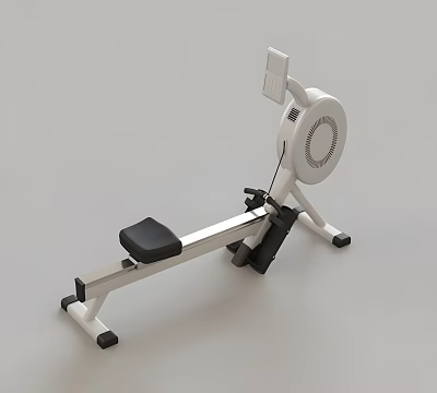 White Home Fitness Rowing Machine With Black Seat And Digital Display For Sports Training 3d model