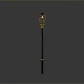Classic Black Street Lamp With Tall Post Design Standing Against Neutral Gray Background