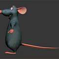 Blue Cartoon Mouse With Large Ears Pink Nose Paws In Standing Pose On Dark Background