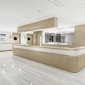 Modern Hospital Outpatient Nurse Station Interior Design With Wooden Counter And Bright Waiting Area
