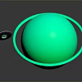 Modern Decorative Green Sphere With Circular Ring And Gray Oval Logo On Dark Surface