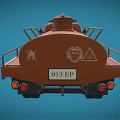 Vintage Orange Oil Truck With Yellow Warning Light On Blue Background