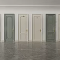 Stylish Swing Doors With Diverse Colors Decorative Patterns And Gold Handles