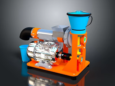 Electric Household Appliance With Orange Base Blue Funnel Transparent Parts And Blue Cup 3d model