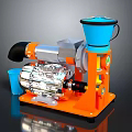 Electric Household Appliance With Orange Base Blue Funnel Transparent Parts And Blue Cup