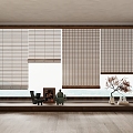 New Chinese Bamboo Curtain Roller Curtain 3d model