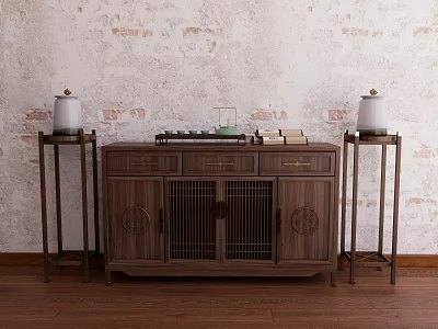 Chinese-style Side Cabinet Bucket Cabinet Sideboard 3d model