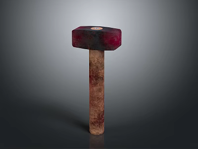 Vintage Style Hammer With Red Black Head And Wooden Handle As Weapon 3d model