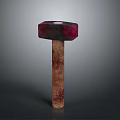 Vintage Style Hammer With Red Black Head And Wooden Handle As Weapon