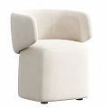Plush Cream Colored Accent Chair With Curved Armrests And Modern Design For Living Room