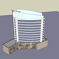 Modern Curved Multi Storey Building With Base Structure And Entrance Windows 3d model