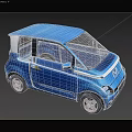 Blue Compact Car With Modern Design Black Windows And Stylish Wheels