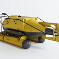 Yellow Underwater Exploration Vehicle With Thrusters Frame And Buoyancy Modules 3d model