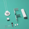 White Metal Hardware Parts With Chain Bracket Base Tube Knob And Label Arrangement