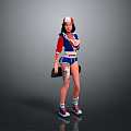 Game Movie Character 3D Wearing Red White Blue Outfit Cap Tattoos Black Bag Sport Shoes
