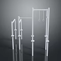 White Metal Fitness Equipment Set With Pull Up Bars And Gymnastic Rings
