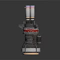 Industrial Mechanical Component Featuring Metallic Structure Red Accents Pipes And Connectors