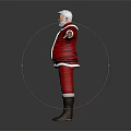 Man Dressed As Santa Claus With Arms Outstretched Standing Against Dark Background